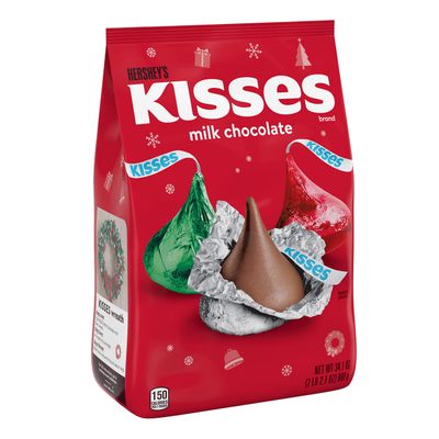 HERSHEY&#39;S KISSES Milk Chocolate, Christmas Candy Bag, 34.1 oz