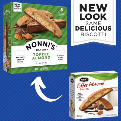 Nonni's Toffee Almond Biscotti Italian Cookies - 3 Boxes Biscotti Cookies w/English Toffee Bits - Biscotti Individually Wrapped Cookies Dipped in Milk Chocolate w/Almond Toffee Candy Bits - 6.88 oz