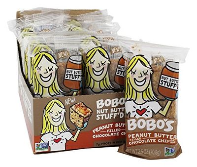 Bobos Stuffd Oat Bar, Chocolate Chip Peanut Butter, 2.5 Oz. Bar (12 pack), Whole Grain Snack &amp; Protein Bar. Great Tasting &amp; On-The-Go-Snack. Gluten Free, Non-GMO, Vegan, Kosher, and Soy Free.