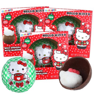 Hello Kitty Chocolate Egg with Marshmallow Inside, 2024 Stocking Stuffers, 2.12 Ounces Each (Pack of 3)