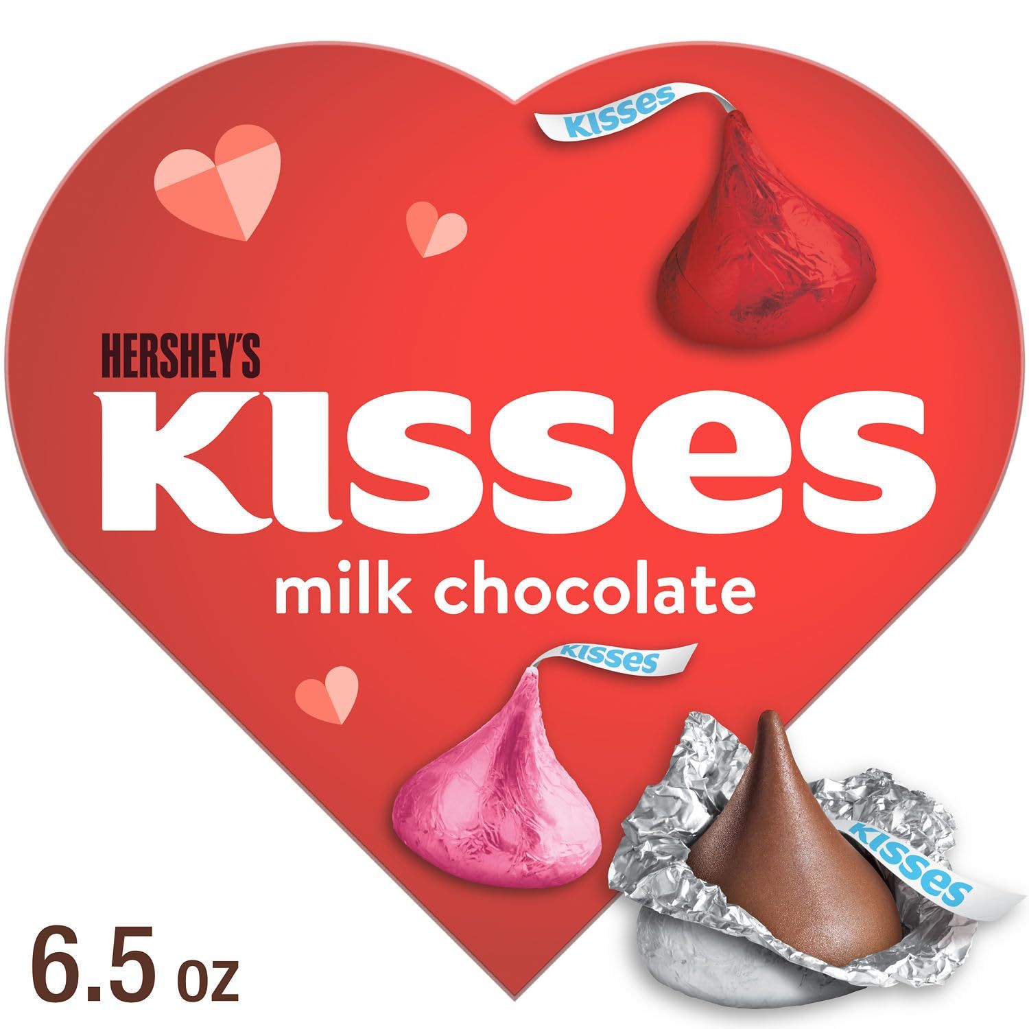 HERSHEY&#39;S Kisses Milk Chocolate Candy Heart Box, 6.5 Oz