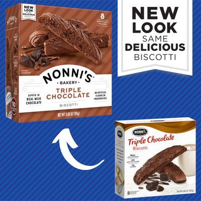Nonni's Triple Chocolate Biscotti Italian Cookies - 2 Boxes Triple Chocolate Italian Biscotti Cookies w/Dark Chocolate - Biscotti Individually Wrapped Cookies - Kosher Chocolate Coffee Cookie 6.88 oz