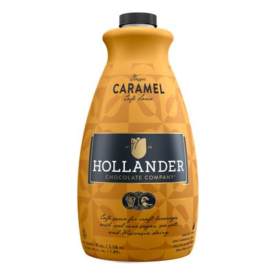 Classic Caramel Caf Sauce by Hollander Chocolate Co. | Net Wt. 91oz / 64 fl Oz. Large Bottle | NO Pump Included
