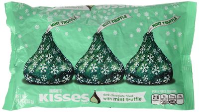 Holiday Hershey&#39;s Kisses Dark Chocolate with Mint Truffle, 10-Ounce Bag
