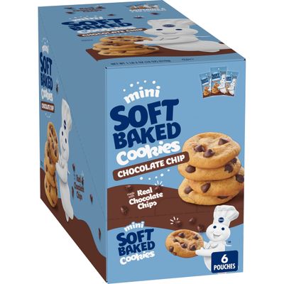 Pillsbury Mini Soft Baked Cookies, Chocolate Chip, Snack Bags, 54 Count
