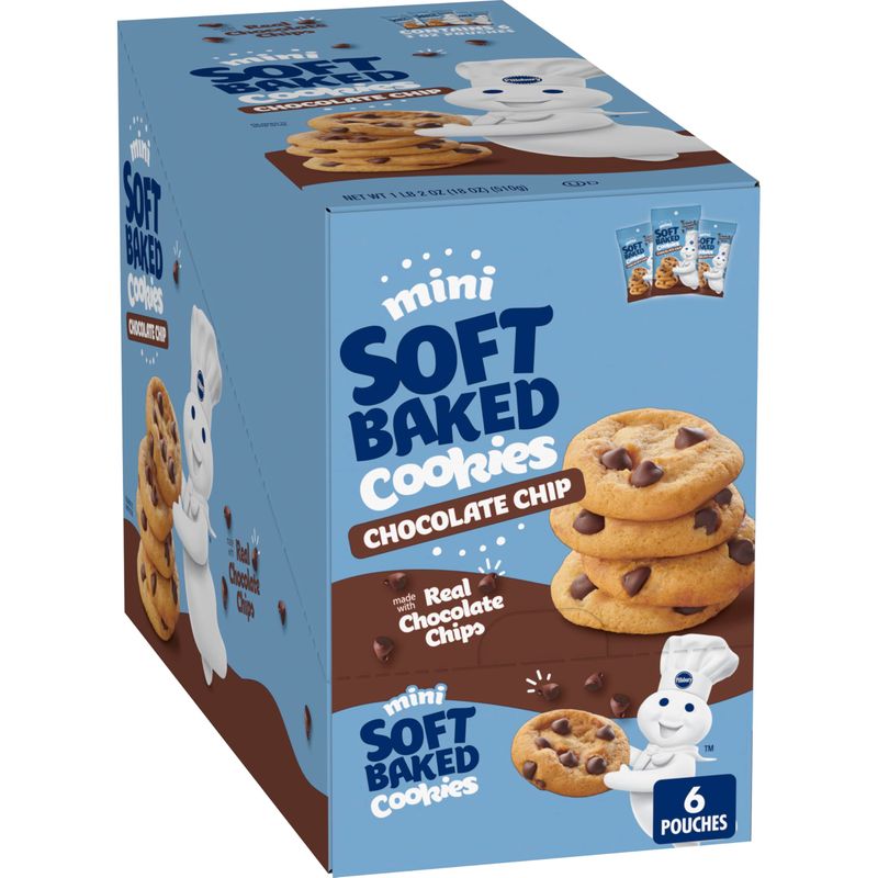Pillsbury Mini Soft Baked Cookies, Chocolate Chip, Snack Bags, 54 Count