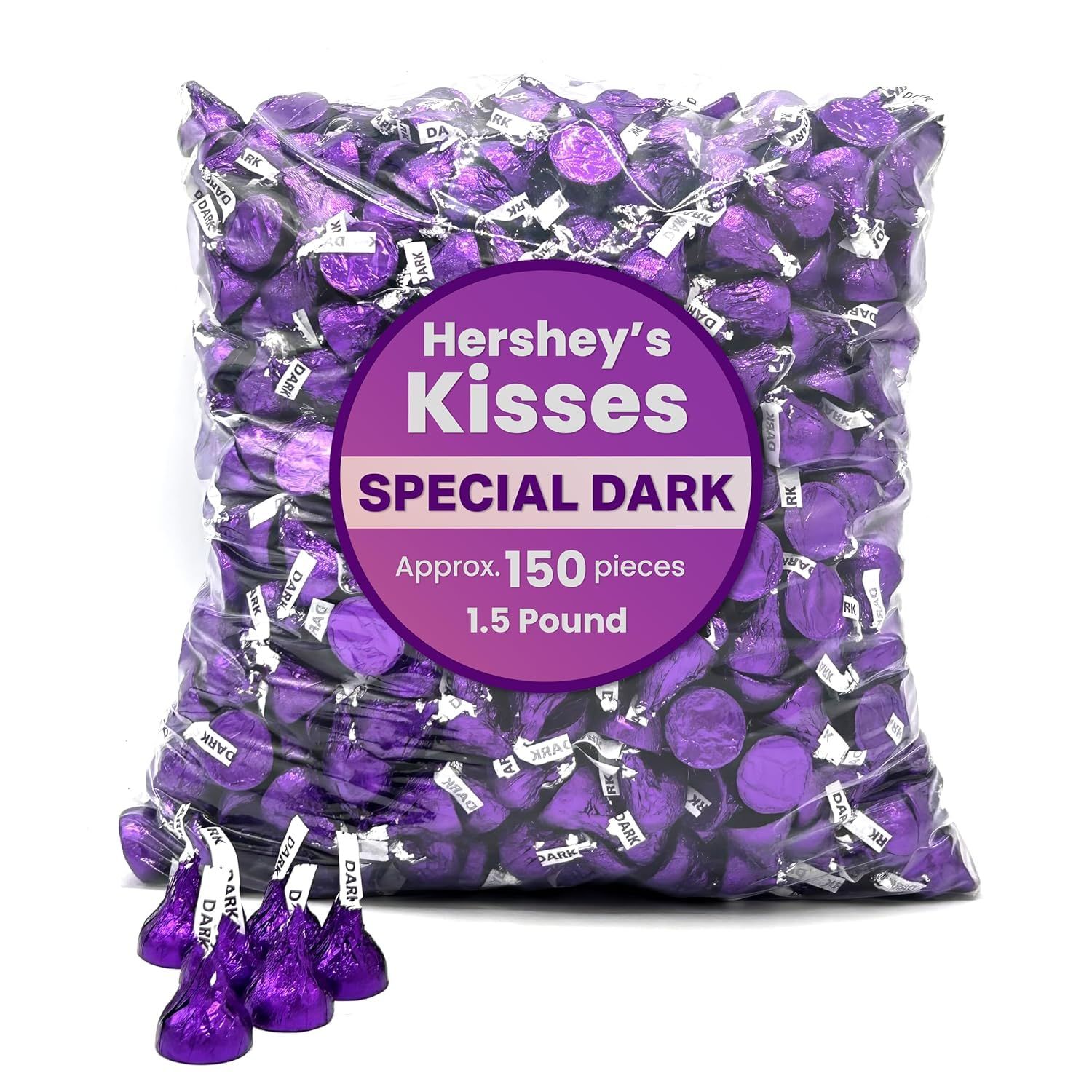 Kisses Special Dark Chocolate - 1.5 Pounds of Approx 150 Pieces Individually Wrapped Purple Bulk Candy - Chocolate Candy for Gifts - Ideal For Sharing With Friends &amp; Family