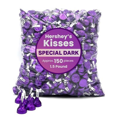 Kisses Special Dark Chocolate - 1.5 Pounds of Approx 150 Pieces Individually Wrapped Purple Bulk Candy - Chocolate Candy for Gifts - Ideal For Sharing With Friends &amp; Family