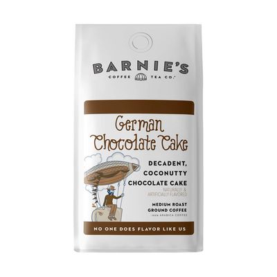 BARNIE&#39;S COFFEE TEA CO. German Chocolate Cake Ground Coffee with Decadent Coconut, Chocolate and Hazelnut Cake Flavor, Medium Roasted Arabica Coffee Beans, 12 oz Bag, 1 Count (Pack of 1) (54105)
