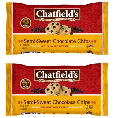 Chatfields Semi-Sweet Chocolate Chips, Nut Dairy and Soy Free, Vegan Baking Chips, 10 oz. Bag (2 Pack)