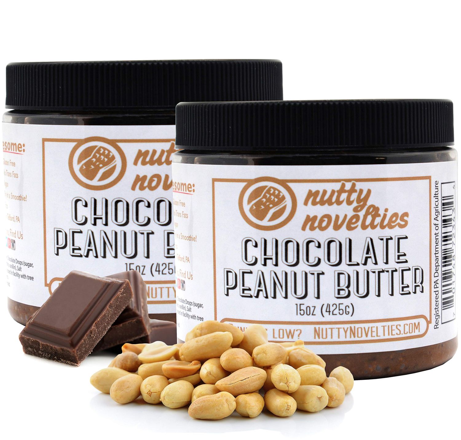 Nutty Novelties Chocolate Peanut Butter - High Protein, Healthy Peanut Butter - All-Natural Peanut Butter Free of Cholesterol, Preservatives &amp; Salt - 100% Vegan Peanut Butter - 30 Ounces