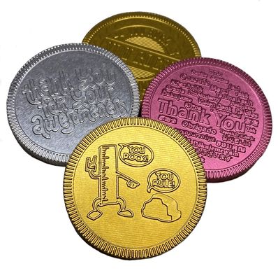 Foiled Again! Chocolate Thank You Coins - Belgian Milk Chocolate - Assorted Thank You Designs - Gift-Ready Packaging - Appreciation Gift - 1 pound