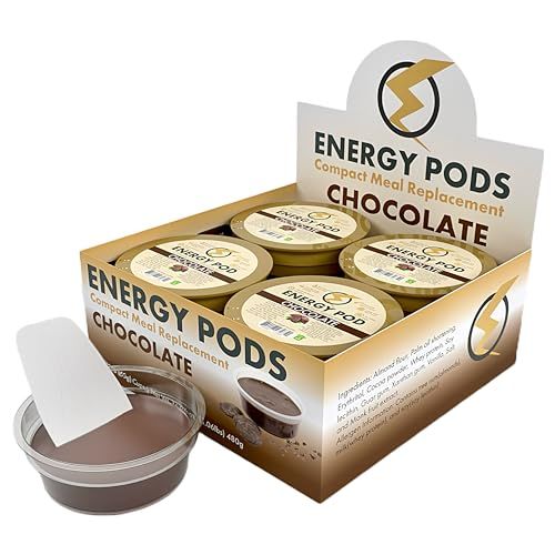 Chocolate Energy Pods, Snack Fudge &amp; Compact Meal Replacement Cup, Sugar-Free, Gluten-Free, Keto, Vegetarian, 10g Whey Protein, Made with Gourmet Cacao (Pack of 8)