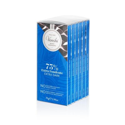 Venchi - Set of 6 Extra Dark Bars, 14.81 oz - NO Added Sugar - NO Artificial Sweeteners - Gluten Free - Vegan - Great Gift Idea