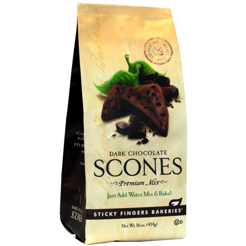Sticky Fingers Bakeries, English Scone Mix, Dark Chocolate, Just Add Water, Mix, and Bake. Makes 12 Scones (Pack of 1)