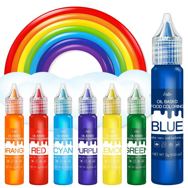 Oil Based Food Coloring for Chocolate - Rainbow Color Food Coloring Set for Candy Melts, Buttercream, Baking, Cake Decorating, Fondant - 7 x 12g Fat Soluble Food Color Dye for Icing, Cookie, Crafts