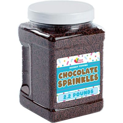 Chocolate Sprinkles - 2.2 Pounds - Chocolate Jimmies for Ice Cream - Bulk Brown Sprinkles - Sprinkles for Baking, Cake Decorating, Cookies, Cupcake Toppings