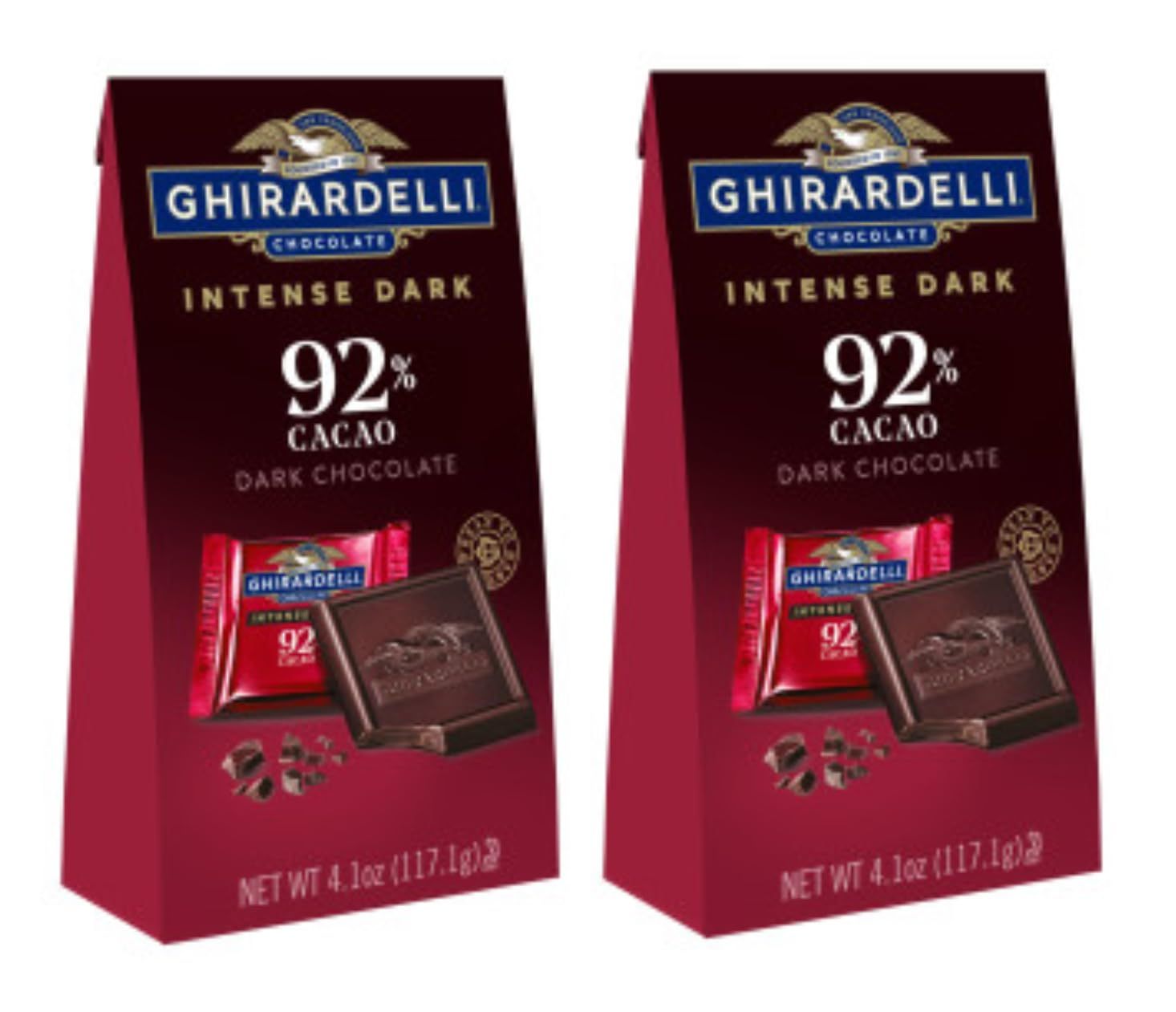 Ghirardelli 92% Cacao Dark Chocolate Intense Dark Medium Bag, 4.1 oz Pack of Two