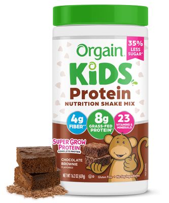 Orgain Kids Protein Powder Shake Mix, Chocolate Brownie - 8g Grass-Fed Dairy Protein, 4g Fiber, 23 Vitamins &amp; Minerals, Gluten Free, No Soy Ingredients, Adds Healthy Nutrients to Kids Snacks, 1lb