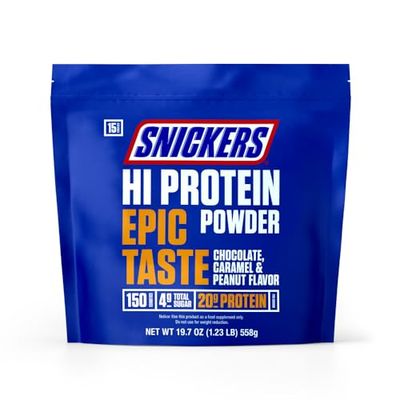 Snickers Chocolate, Caramel &amp; Peanut Flavored Hi Protein Powder, 19.7 Oz Bag