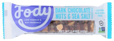 Fody Food Company Dark Chocolate Nuts And Sea Salt Snack Bar, Lactose Free, Gluten Free, 1.41 Ounce (Pack Of 12)