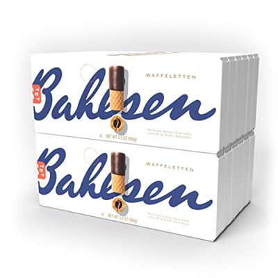 Bahlsen Waffeletten Dark Chocolate Dipped Cookies (12 boxes) - Delicate wafer rolls dipped in rich dark European chocolate - 3.5 oz boxes