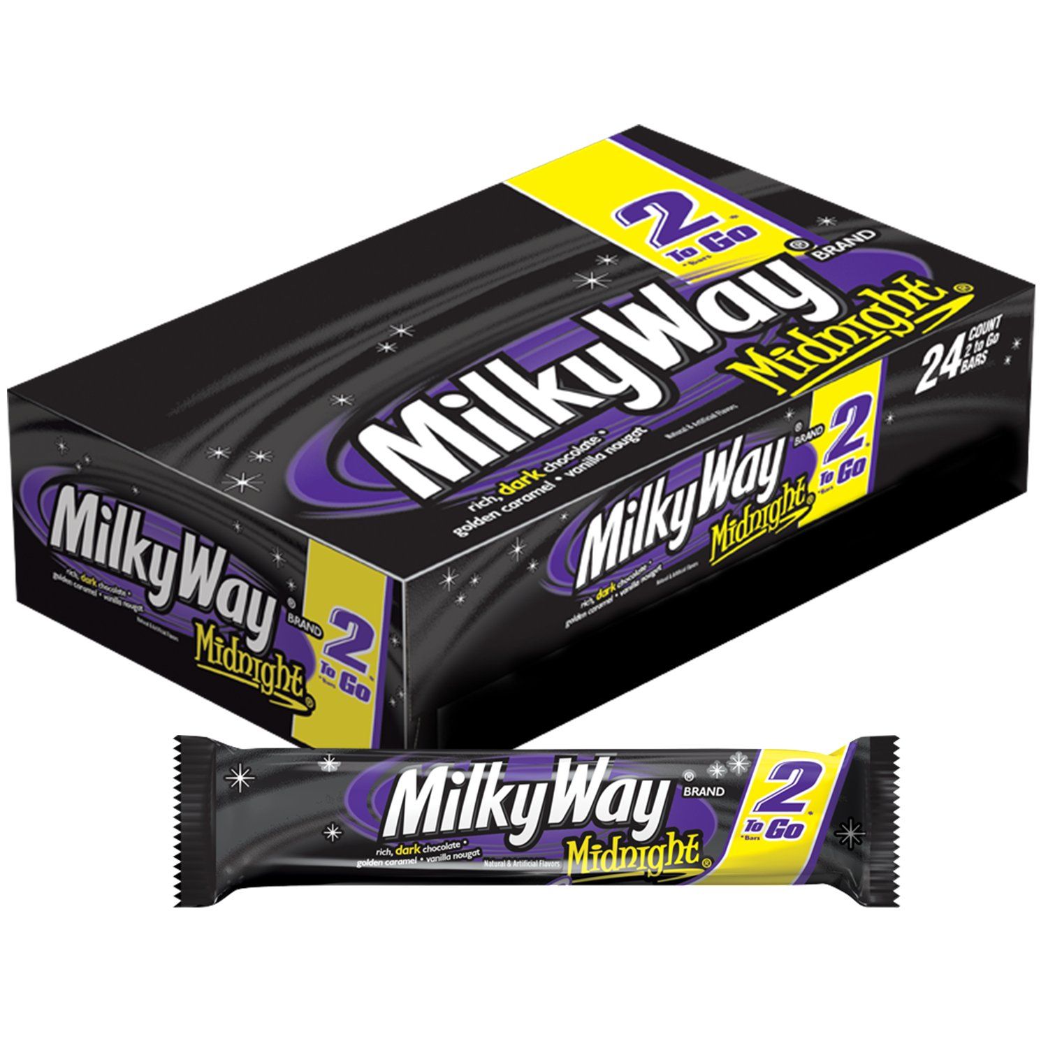 Milky Way Midnight Dark Chocolate Sharing Size Candy Bars 2.83-Ounce Bar 24-Count Box