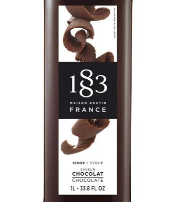 1883 Chocolate Syrup - Flavored Syrup for Hot & Iced Beverages - Gluten-Free, Vegan, Non-GMO, Kosher, Preservative-Free, Made in France | Glass Bottle 1 Liter (33.8 Fl Oz)