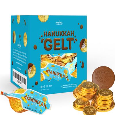 The Dreidel Company Hanukkah Chocolate Gelt Gold Coins In Mesh Bag, Belgian Milk Chocolate Coins, Kosher Certified (10 Bags)