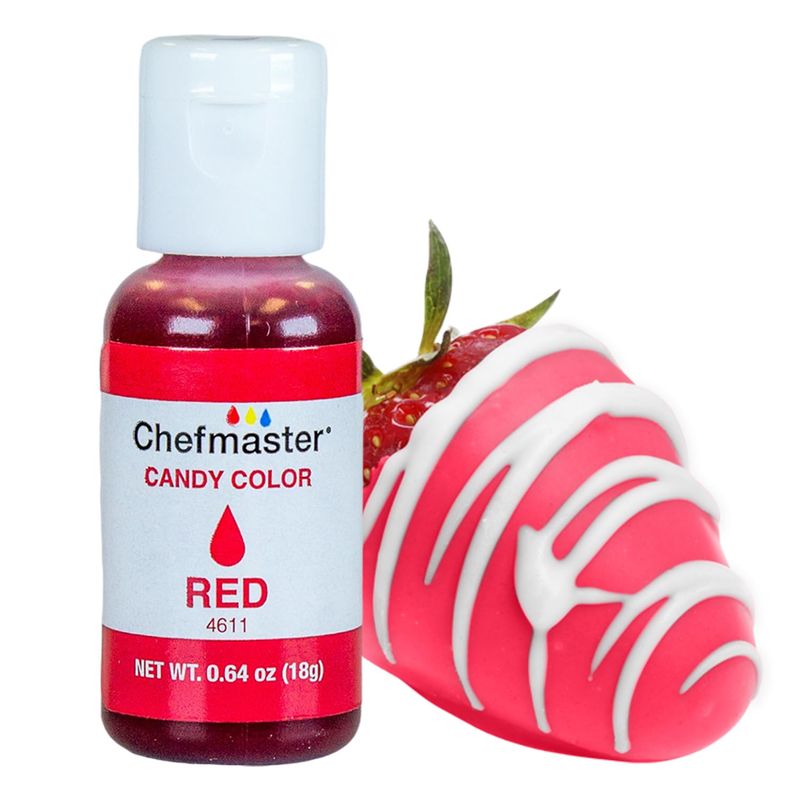 Chefmaster Red Candy Color | True-Tone Shades | Oil-Based | Professional-Grade Dye | Chocolate, Strawberries, Cake Pops | Decorating | Easy-to-Use | Manufactured in the USA | 0.64 oz