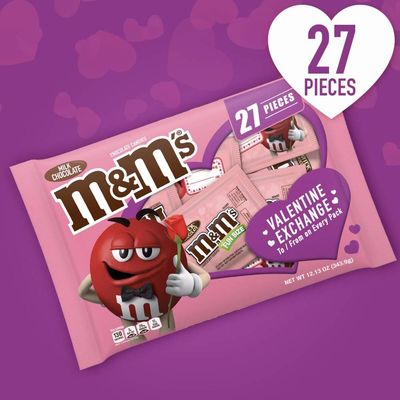 M&amp;M'S Milk Chocolate Fun Size Valentine Chocolate Candy, 12.13 oz Bag
