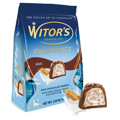 Witor&#39;s Chocolate Bags, Chocolate Truffles with Creamy Filling and Crispy Cereals, Italian Truffles, Made in Italy, Perfect for Gifting, Kosher Chocolate (5.99 Ounce, Milk Chocolate)