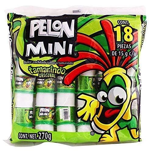 pelon pelo rico Mini Tamarind Push up Candy, 18-Count, Bag Authentic Mexican Candy with Free Chocolate Kinder Bar Included