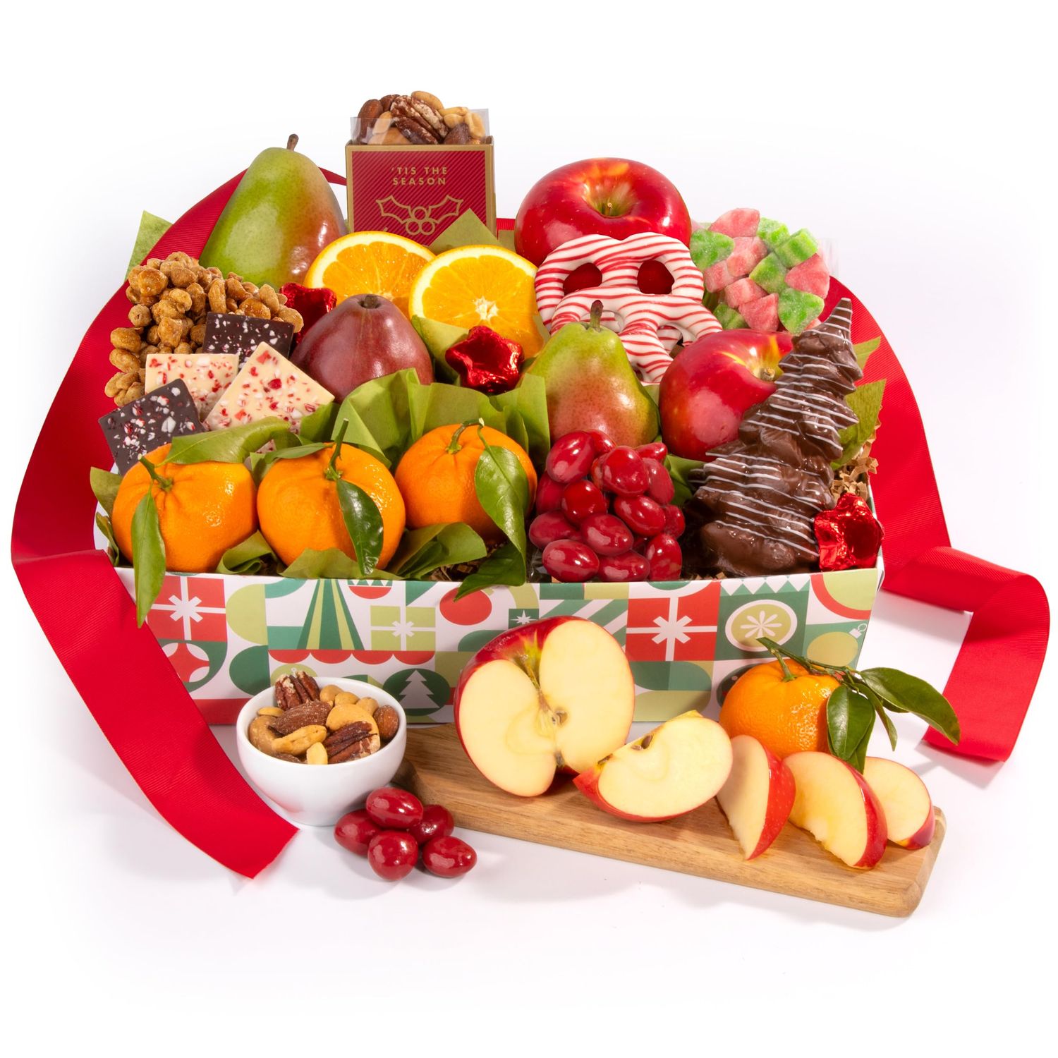 Holiday Chocolate, Nuts &amp; Fresh Fruit Gift Basket