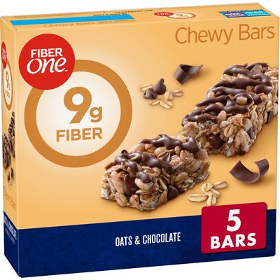 Fiber One Chewy Bars, Oats &amp; Chocolate, Fiber Snacks, 5 ct