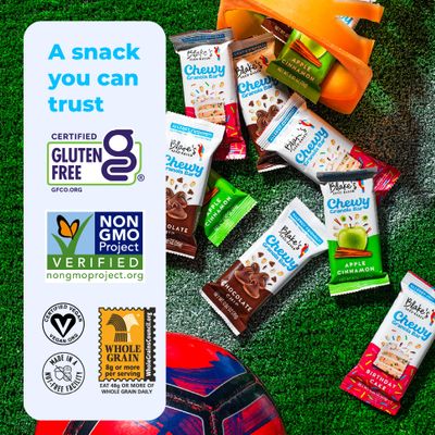 Blakes Seed Based Chewy Granola Bars - Chocolate Chip (24 Count), Vegan, Gluten Free, Nut Free & Dairy Free, Healthy Snacks for Kids or Adults, School Safe, Low Calorie Soy Free Snack