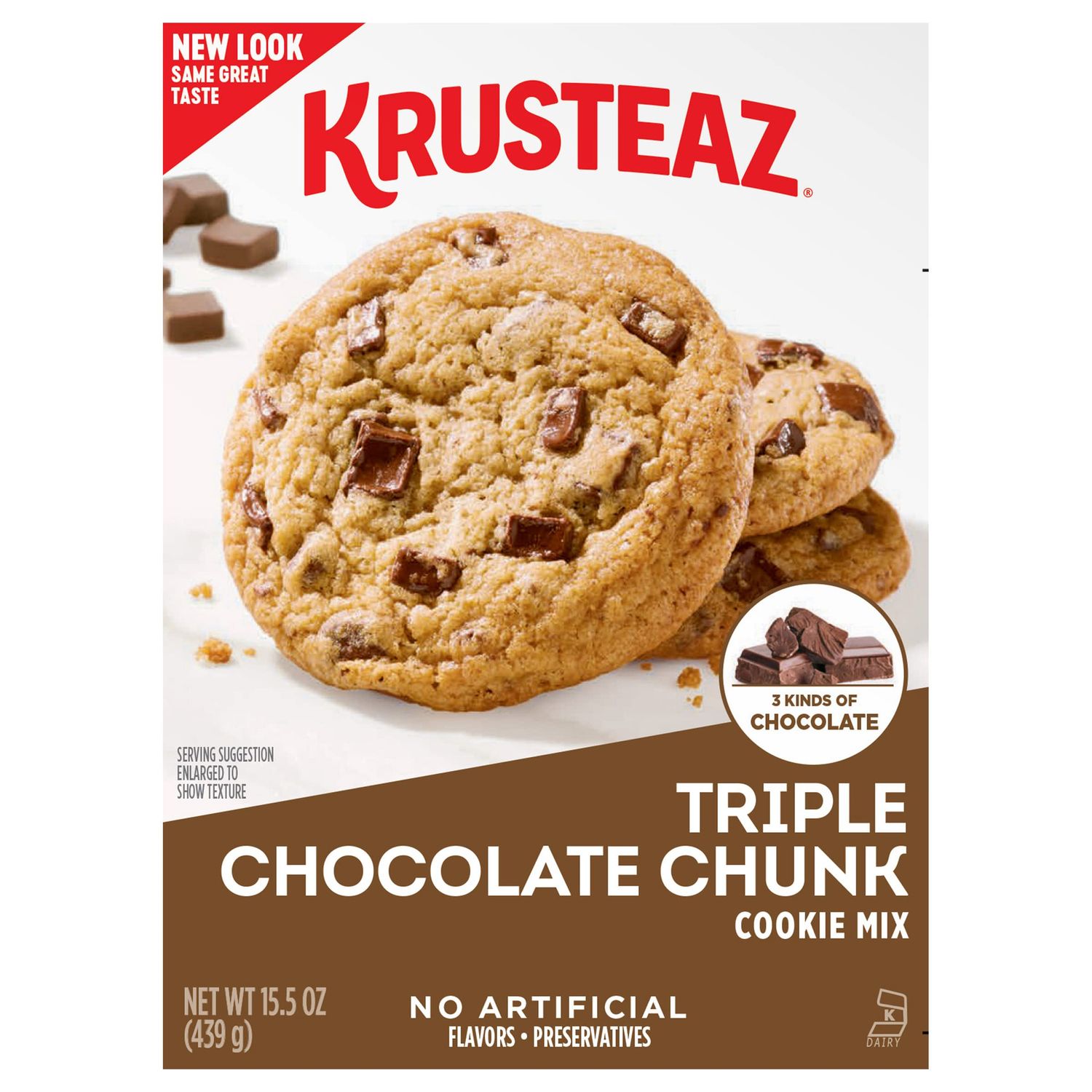 Krusteaz Triple Chocolate Chunk Cookie Mix, Bakery Style, 3 Kinds of Chocolate, 15.5 Oz Boxes (Pack of 12)