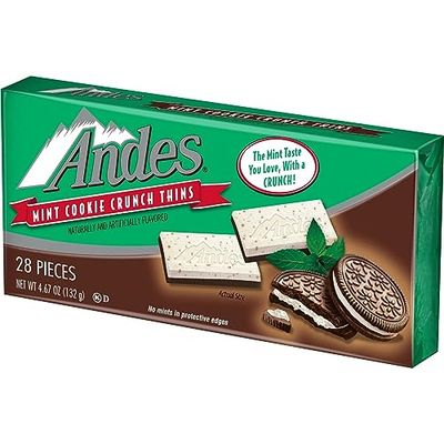 Andes Mint Cookie Crunch Thins Candy - 28-Piece Individually Wrapped - Refreshing Chocolate Mint Delights (Pack of 2)