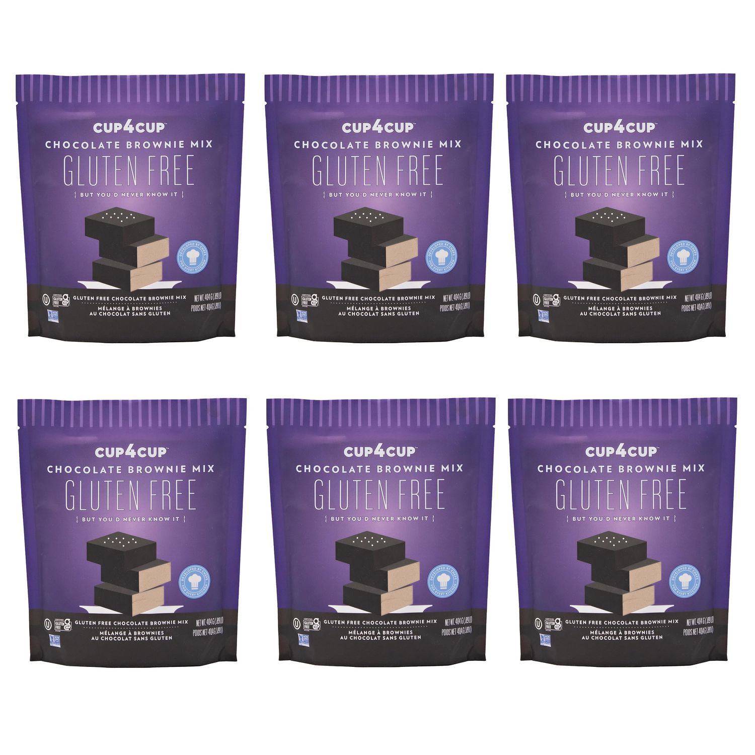 Cup4Cup Chocolate Brownie Mix, 14.25 Ounces, Certified Gluten Free, Dairy Free, Non-GMO, Kosher, Made in the USA, Pack of 6