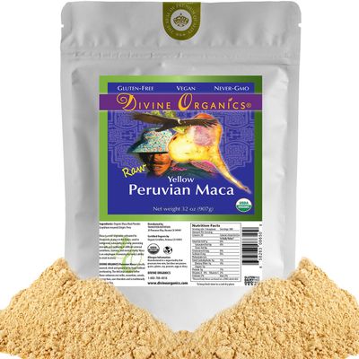 Divine Organics 2 Lb / 32 Ounce - Raw Peruvian Maca Powder - Certified Organic - Vegan, Antioxidant, Gluten Free - Mix in Coffee, Chocolate, Smoothies, Cereals - Yellow Peruvian Maca Root
