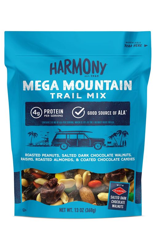 Diamond of California Harmony Mega Mountain Trail Mix with Mixed Nuts, Dried Fruit and Chocolate, 13 oz, 1 Unit