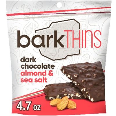 barkTHINS Dark Chocolate, Almond and Sea Salt Snacking Chocolate Bags, 4.7 oz (6 Count)