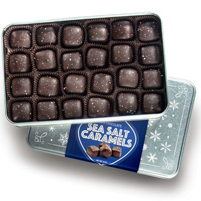 A Gift Inside Dark Chocolate Gift Tin Sea Salt Caramels