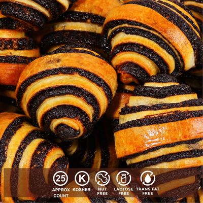 Sterns Bakery Chocolate Croissants | Approx 25 Rugelach Pastries | Chocolate Cakes | Holiday Food Gifts, Thanksgiving, Christmas, New Years | Dairy &amp; Nut Free Bakery