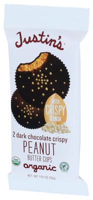 Justins Organic Dark Chocolate Crispy Peanut Butter Cups, 1.32 OZ