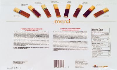 Merci Finest Assortment of European Chocolates. 400grams / 14.1 ounces . 32 pieces of individually wrapped Fine European Chocolates