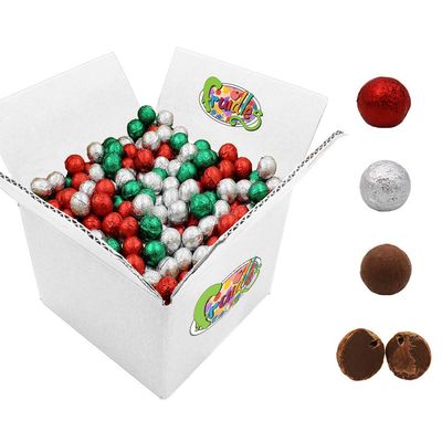 Christmas Milk Chocolate Balls Party Bag Fillers, Individually Wrapped Foils, Resealable Bag, Kosher Certified Dairy (5 Pounds (Bulk))