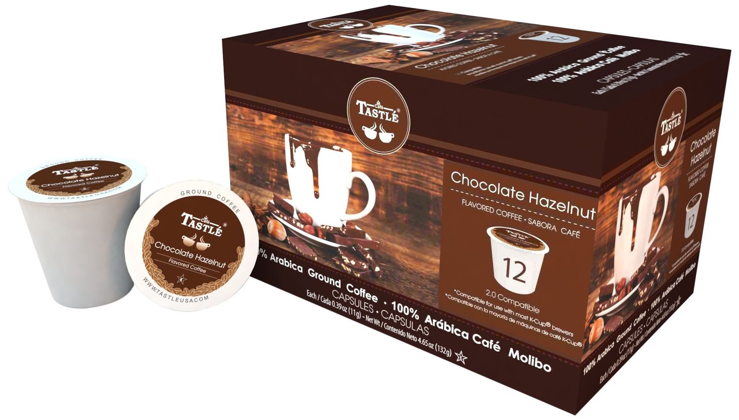 Cafe Tastl Chocolate Hazelnut Single Serve Coffee, 12 Count