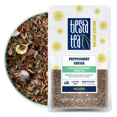 Tiesta Tea - Cozy Peppermint Cocoa | Chocolate Peppermint Herbal Tea | Premium Loose Leaf Tea Blend | Non Caffeinated Holiday Tea | Make Hot or Iced Tea &amp; Up to 25Cups - 1.5oz Resealable Pouch