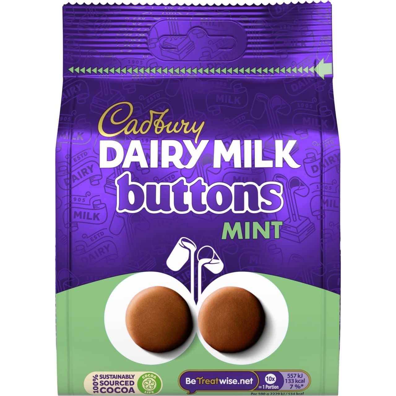 Cadbury Dairy Milk Giant Mint Chocolate Buttons 110g